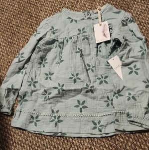 Jessica Simpson - Girls 6X - Green Floral Long Sleeve Top-NWT